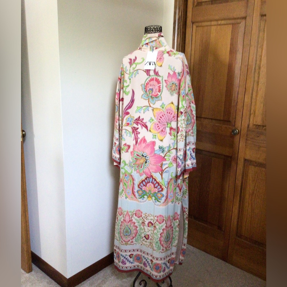 Zara New Belted Printed Kimono Multicolored. Size S, New with tags. - Picture 8 of 12